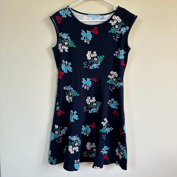 Draper James Floral Ponte A-Line Mini Short Dress Navy Stretch Jersey Preppy MED - Picture 1 of 10